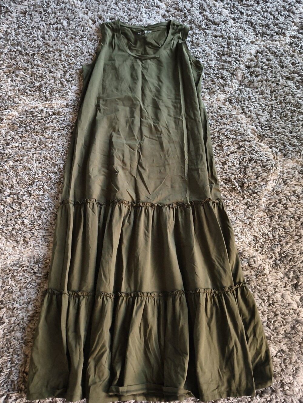 Soft Surroundings Sleeveless Tiered Maxi Dress Green Large Boho Cottagecore
